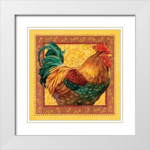 Country Rooster I White Modern Wood Framed Art Print with Double Matting by Babbitt, Gwendolyn