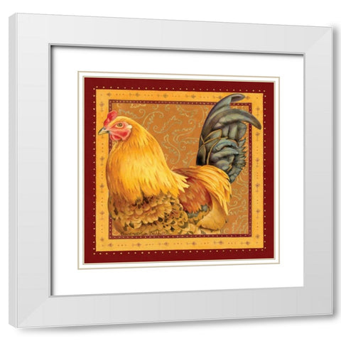 Country Rooster II White Modern Wood Framed Art Print with Double Matting by Babbitt, Gwendolyn