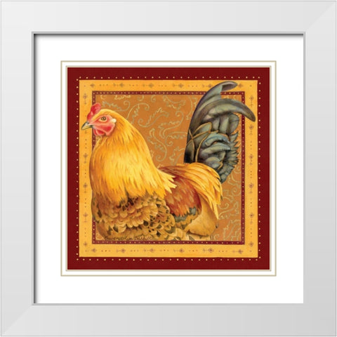 Country Rooster II White Modern Wood Framed Art Print with Double Matting by Babbitt, Gwendolyn