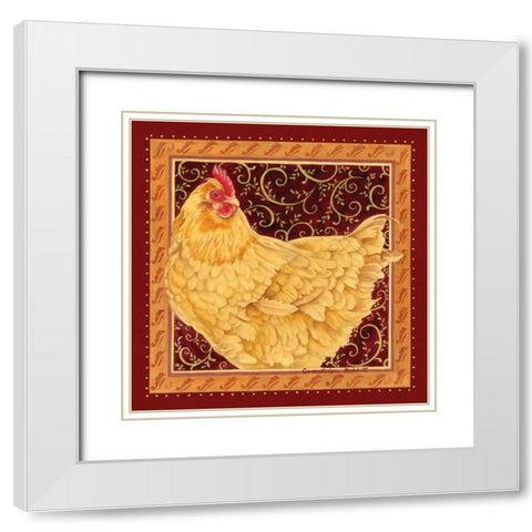 Country Hen I White Modern Wood Framed Art Print with Double Matting by Babbitt, Gwendolyn