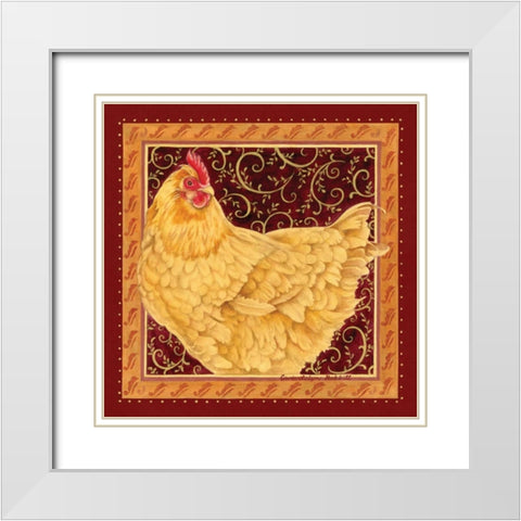 Country Hen I White Modern Wood Framed Art Print with Double Matting by Babbitt, Gwendolyn
