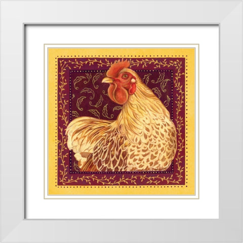Country Hen II White Modern Wood Framed Art Print with Double Matting by Babbitt, Gwendolyn