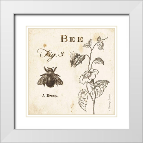 Bee Fig 3 White Modern Wood Framed Art Print with Double Matting by Babbitt, Gwendolyn