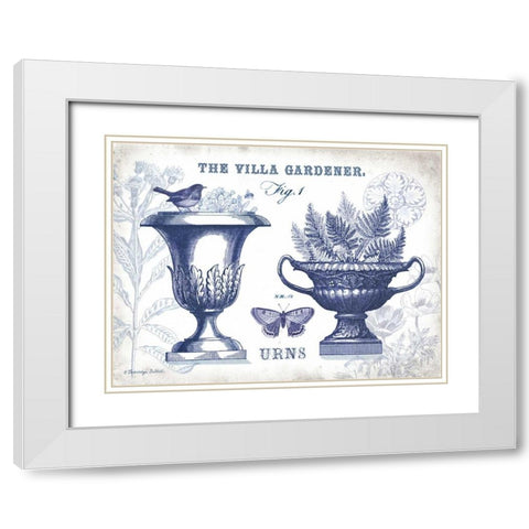 Garden Urns Indigo White Modern Wood Framed Art Print with Double Matting by Babbitt, Gwendolyn