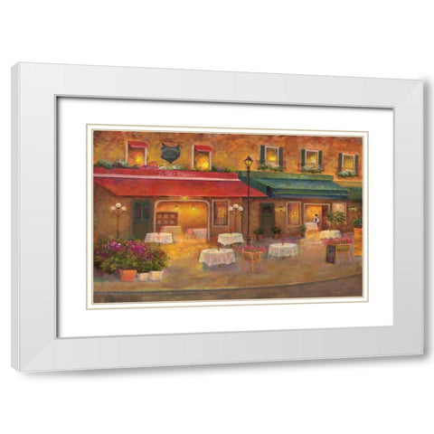 Dining in Paris I White Modern Wood Framed Art Print with Double Matting by Bailey, Carol