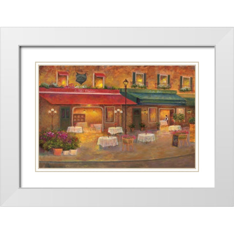 Dining in Paris I White Modern Wood Framed Art Print with Double Matting by Bailey, Carol