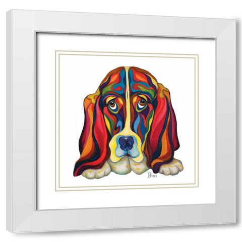 Basset Hound White Modern Wood Framed Art Print with Double Matting by Bucci, Debra