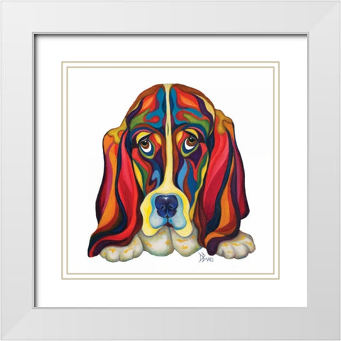 Basset Hound White Modern Wood Framed Art Print with Double Matting by Bucci, Debra
