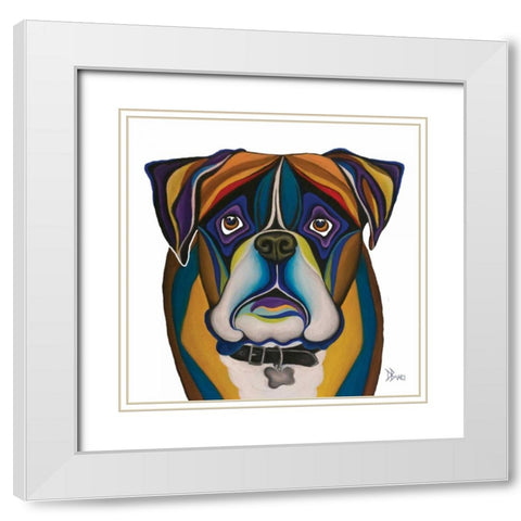 Boxer White Modern Wood Framed Art Print with Double Matting by Bucci, Debra