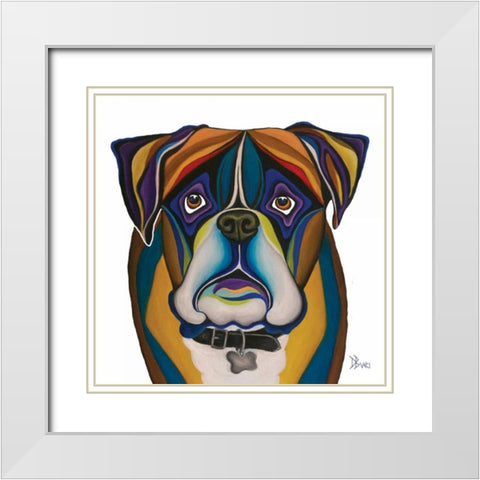 Boxer White Modern Wood Framed Art Print with Double Matting by Bucci, Debra
