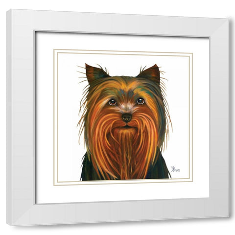 Yorkie White Modern Wood Framed Art Print with Double Matting by Bucci, Debra