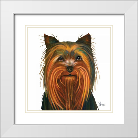 Yorkie White Modern Wood Framed Art Print with Double Matting by Bucci, Debra