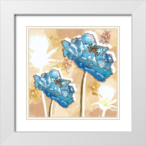 Golden Blue I White Modern Wood Framed Art Print with Double Matting by Berrenson, Sara