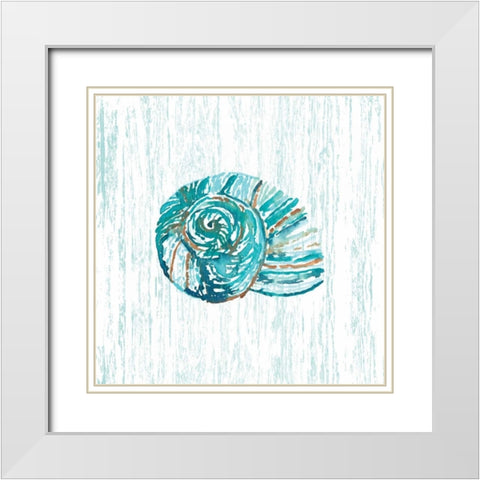 Beachcomber On Blue I White Modern Wood Framed Art Print with Double Matting by Berrenson, Sara