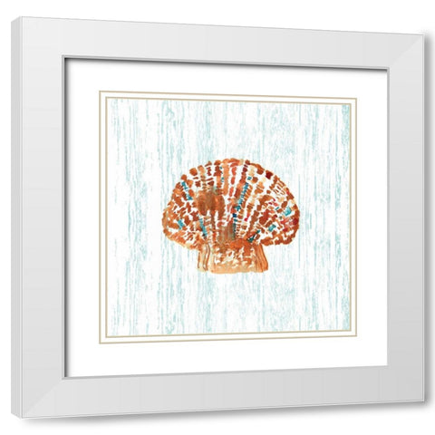 Beachcomber On Blue II White Modern Wood Framed Art Print with Double Matting by Berrenson, Sara