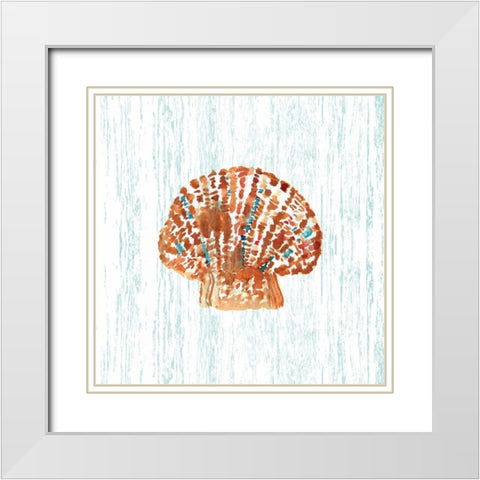 Beachcomber On Blue II White Modern Wood Framed Art Print with Double Matting by Berrenson, Sara