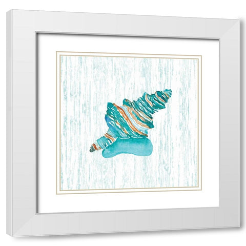 Beachcomber On Blue III White Modern Wood Framed Art Print with Double Matting by Berrenson, Sara