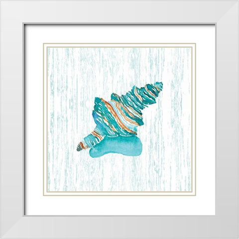 Beachcomber On Blue III White Modern Wood Framed Art Print with Double Matting by Berrenson, Sara