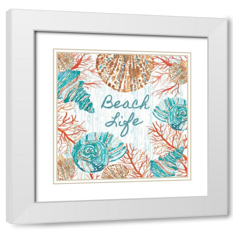 Beachcomber Sign I White Modern Wood Framed Art Print with Double Matting by Berrenson, Sara