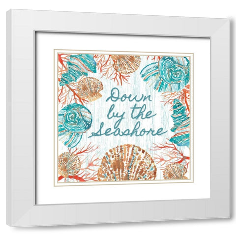 Beachcomber Sign II White Modern Wood Framed Art Print with Double Matting by Berrenson, Sara