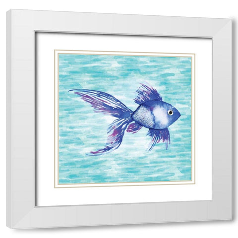 Deep Sea Blue Fish White Modern Wood Framed Art Print with Double Matting by Berrenson, Sara