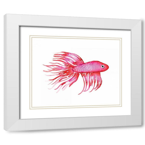Deep Sea Pink Fish White Modern Wood Framed Art Print with Double Matting by Berrenson, Sara