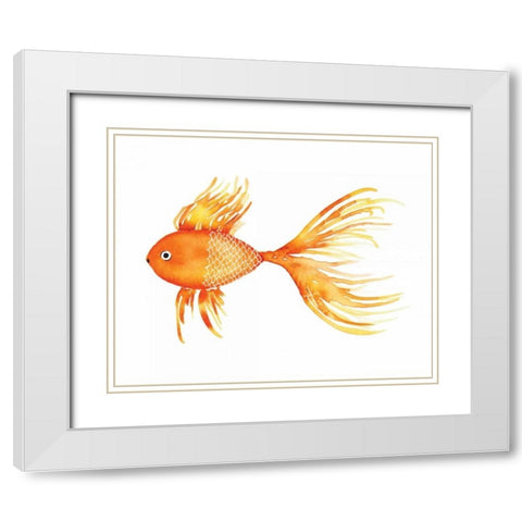 Deep Sea Yellow Fish White Modern Wood Framed Art Print with Double Matting by Berrenson, Sara