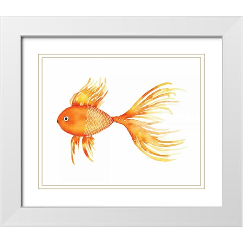 Deep Sea Yellow Fish White Modern Wood Framed Art Print with Double Matting by Berrenson, Sara