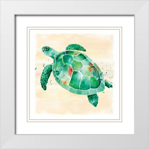 Sea Turtle White Modern Wood Framed Art Print with Double Matting by Berrenson, Sara