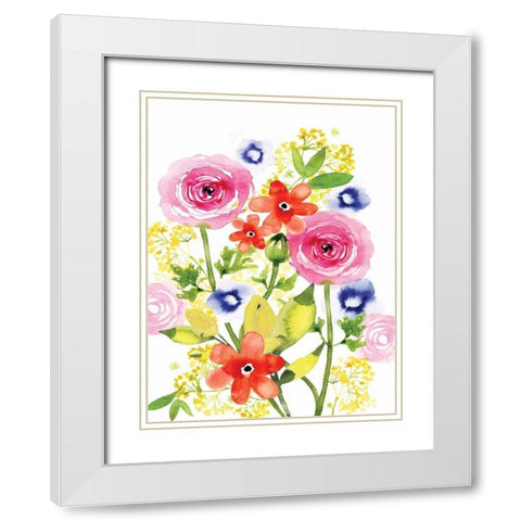 Rose Rhapsody I White Modern Wood Framed Art Print with Double Matting by Berrenson, Sara