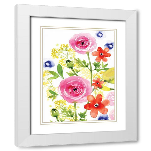 Rose Rhapsody II White Modern Wood Framed Art Print with Double Matting by Berrenson, Sara