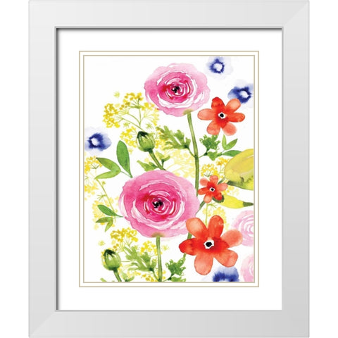 Rose Rhapsody II White Modern Wood Framed Art Print with Double Matting by Berrenson, Sara