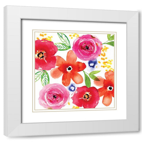Floral Medley I White Modern Wood Framed Art Print with Double Matting by Berrenson, Sara