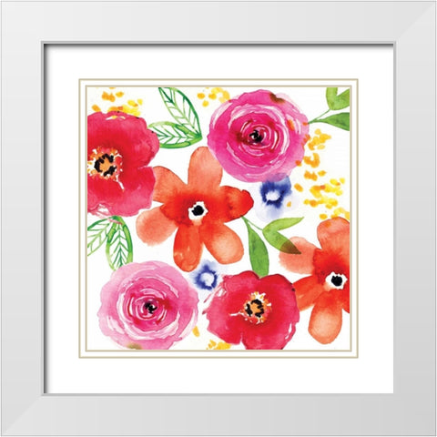 Floral Medley I White Modern Wood Framed Art Print with Double Matting by Berrenson, Sara