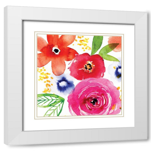 Floral Medley II White Modern Wood Framed Art Print with Double Matting by Berrenson, Sara