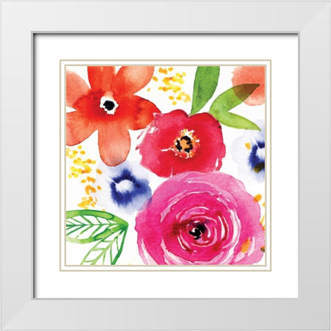 Floral Medley II White Modern Wood Framed Art Print with Double Matting by Berrenson, Sara