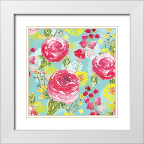 Spring Fling Medley I White Modern Wood Framed Art Print with Double Matting by Berrenson, Sara