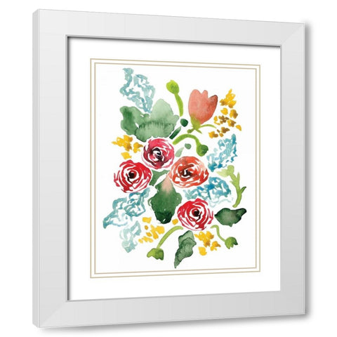 Red Floral Array II White Modern Wood Framed Art Print with Double Matting by Berrenson, Sara