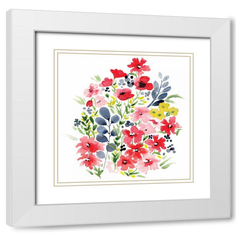 Spring Blooms Sq I White Modern Wood Framed Art Print with Double Matting by Berrenson, Sara
