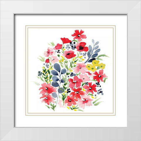 Spring Blooms Sq I White Modern Wood Framed Art Print with Double Matting by Berrenson, Sara