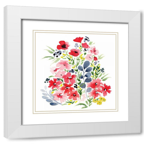 Spring Blooms Sq II White Modern Wood Framed Art Print with Double Matting by Berrenson, Sara
