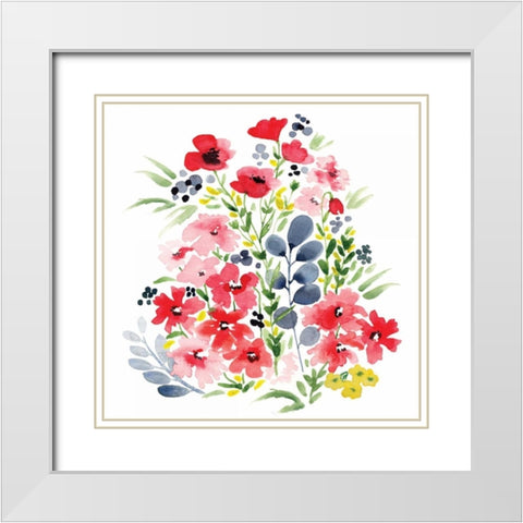 Spring Blooms Sq II White Modern Wood Framed Art Print with Double Matting by Berrenson, Sara