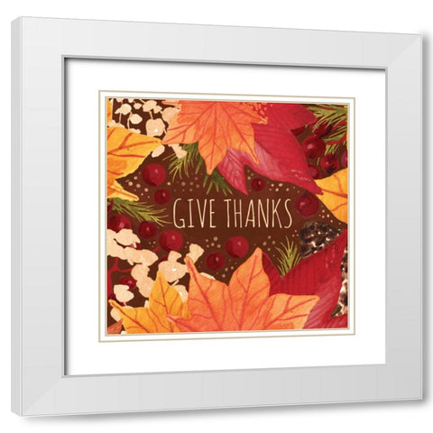Give Thanks Sq White Modern Wood Framed Art Print with Double Matting by Berrenson, Sara