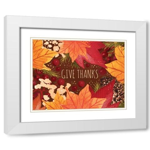 Give Thanks White Modern Wood Framed Art Print with Double Matting by Berrenson, Sara