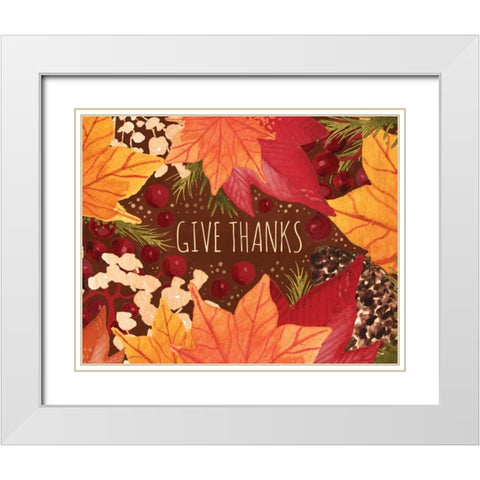 Give Thanks White Modern Wood Framed Art Print with Double Matting by Berrenson, Sara