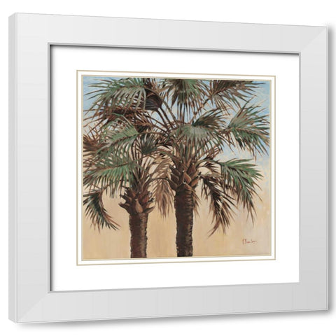 Twin Palms White Modern Wood Framed Art Print with Double Matting by Brent, Paul