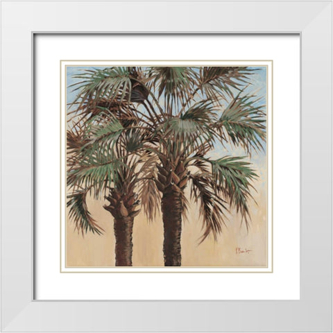 Twin Palms White Modern Wood Framed Art Print with Double Matting by Brent, Paul