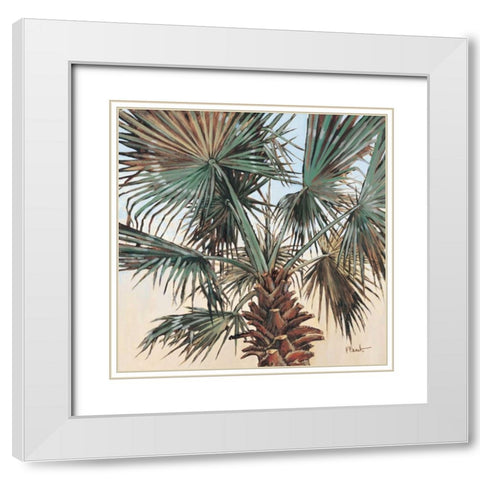 Solitary Palm White Modern Wood Framed Art Print with Double Matting by Brent, Paul