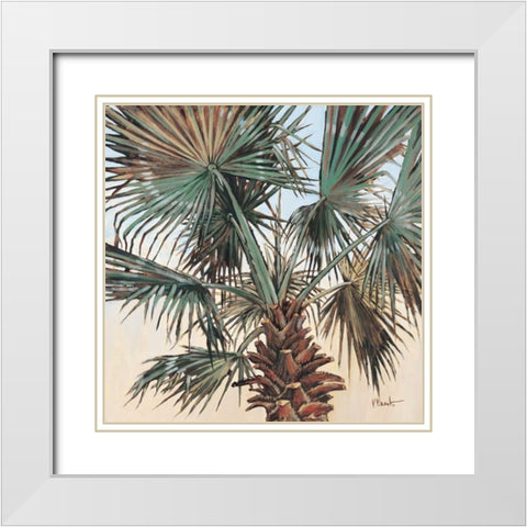 Solitary Palm White Modern Wood Framed Art Print with Double Matting by Brent, Paul