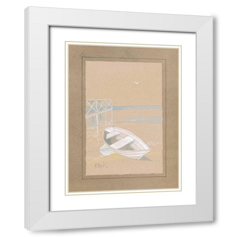 White Dinghy White Modern Wood Framed Art Print with Double Matting by Brent, Paul
